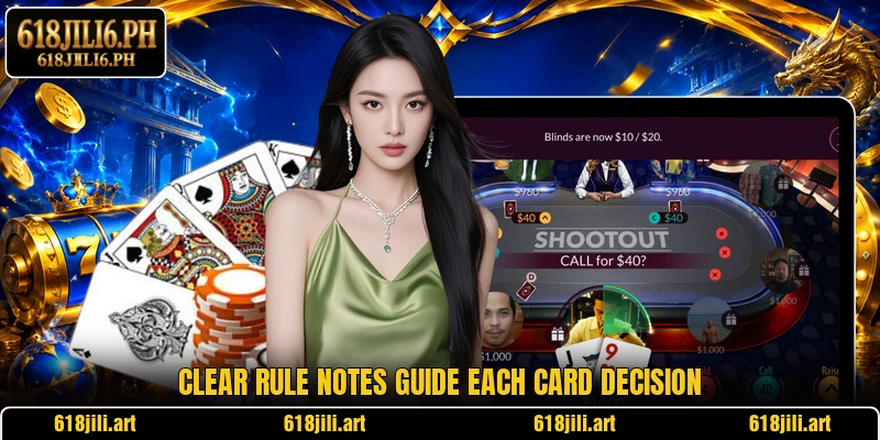 Clear rule notes guide each card decision
