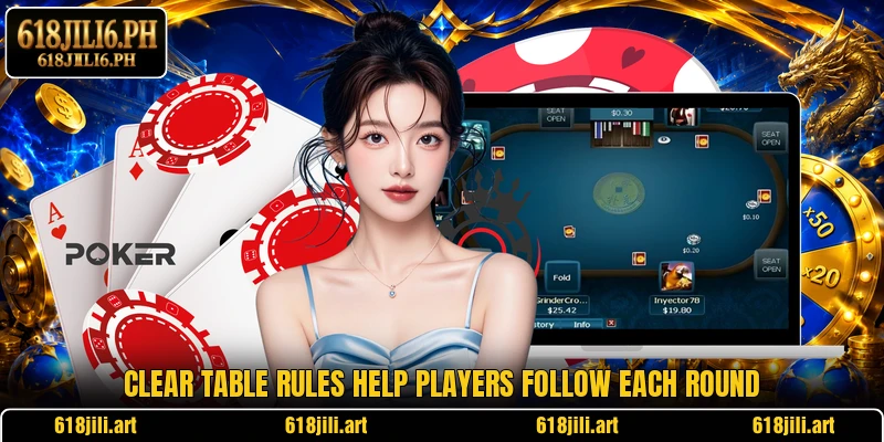 Clear table rules help players follow each round