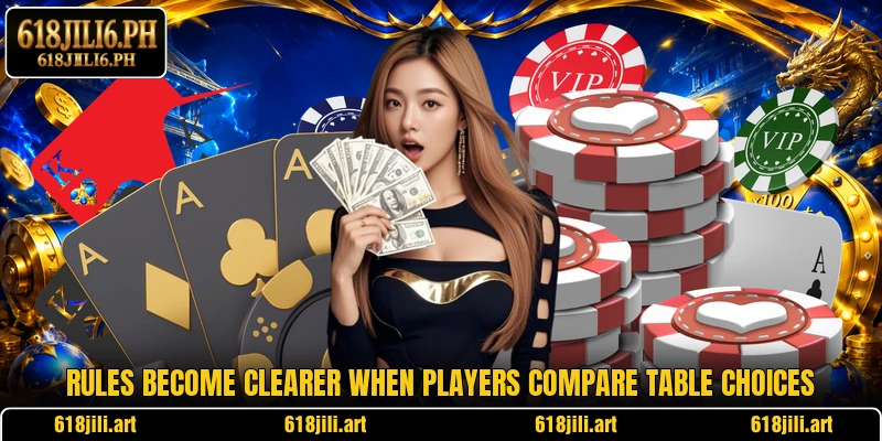 Rules become clearer when players compare table choices